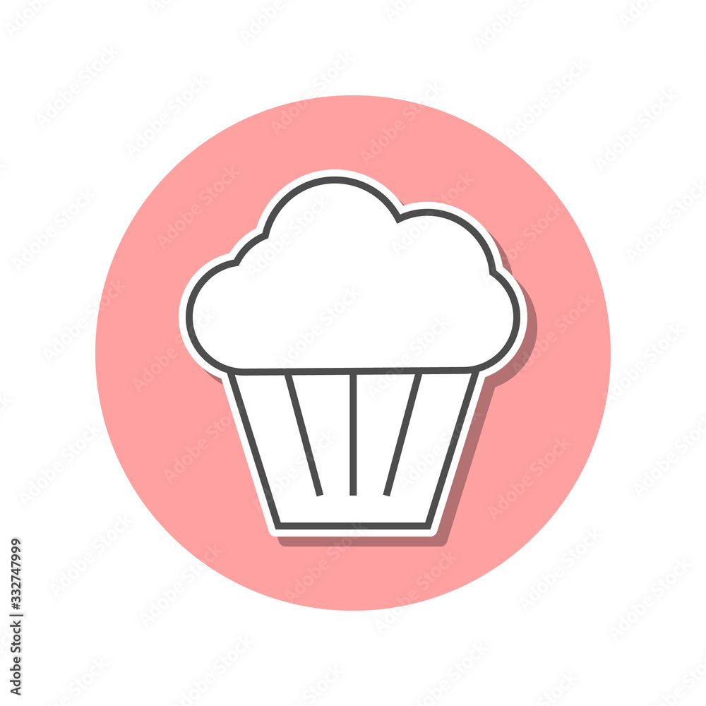 cake cup sticker icon. Simple thin line, outline vector of web icons for ui and ux, website or mobile application cake cup sticker icon. Simple thin line, outline vector of web icons for ui and ux, website or mobile application