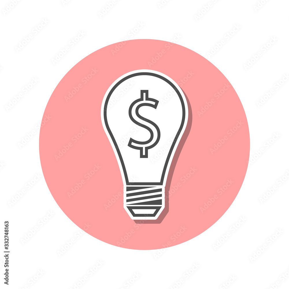 light bulb with money sticker icon. Simple thin line, outline vector of web icons for ui and ux, website or mobile application light bulb with money sticker icon. Simple thin line, outline vector of web icons for ui and ux, website or mobile application