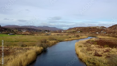 Aerial view of Gweebarra River between Doochary and Lettermacaward in Donegal - Ireland. photo