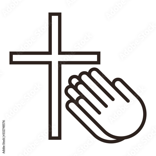 Praying hands and cross. Prayer icon