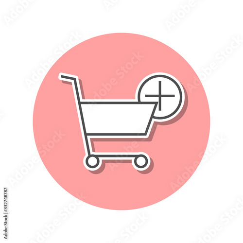plus a shopping cart sticker icon. Simple thin line, outline vector of web icons for ui and ux, website or mobile application