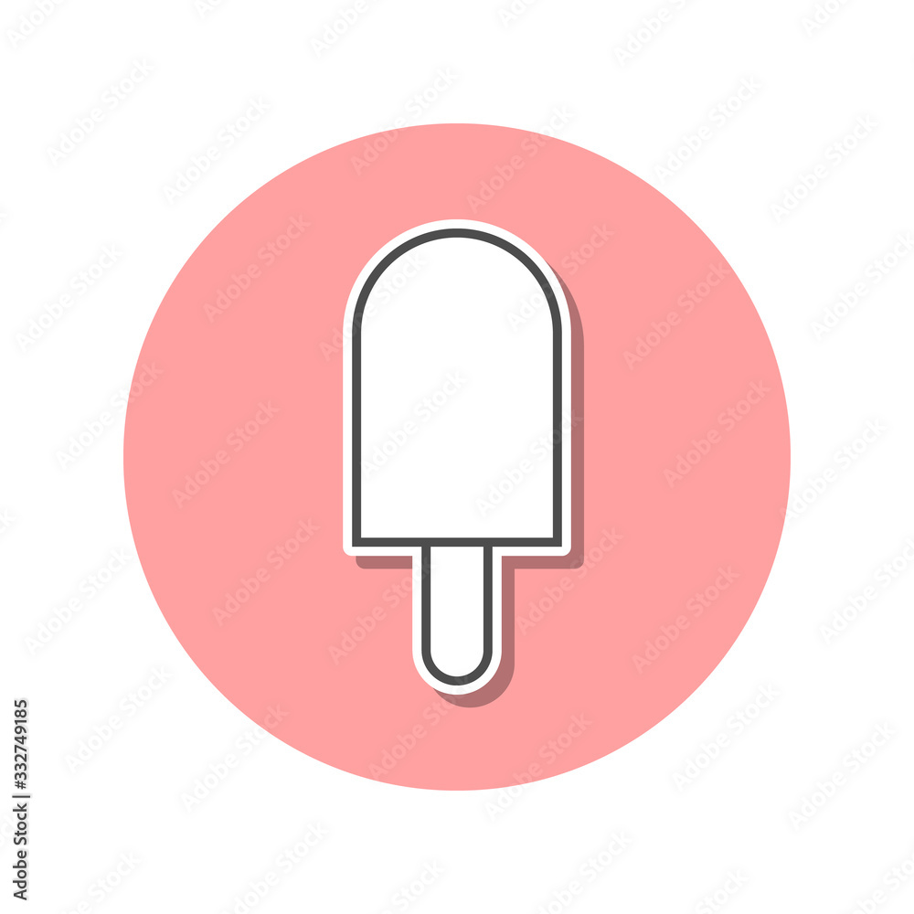 ice cream sticker icon. Simple thin line, outline vector of web icons for ui and ux, website or mobile application ice cream sticker icon. Simple thin line, outline vector of web icons for ui and ux, website or mobile application