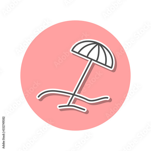 Beach umbrella sticker icon. Simple thin line, outline vector of web icons for ui and ux, website or mobile application