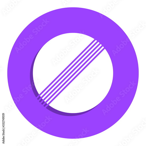White round road sign end of all restrictions badge icon. Simple glyph, flat vector of web icons for ui and ux, website or mobile application