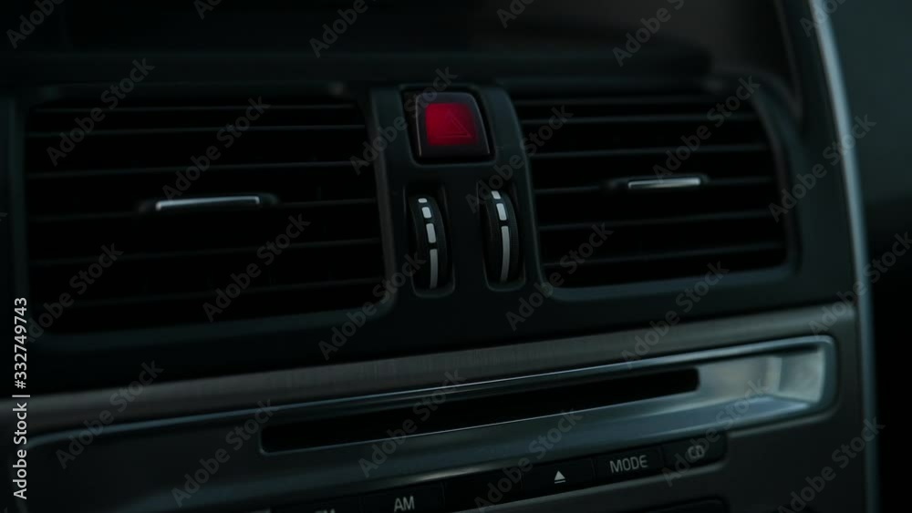 presses the emergency stop button in the car. hazard lights presses the emergency stop button in the car. hazard lights