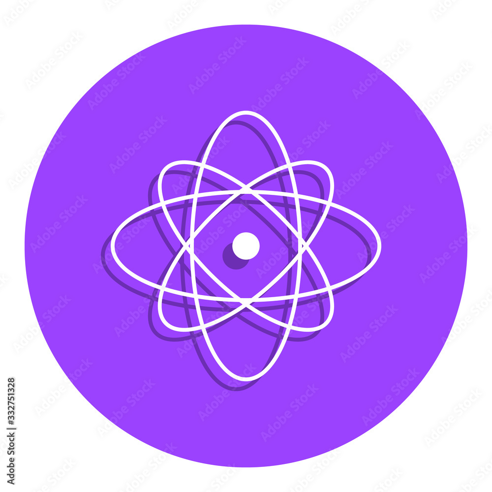 atom badge icon. Simple glyph, flat vector of web icons for ui and ux, website or mobile application atom badge icon. Simple glyph, flat vector of web icons for ui and ux, website or mobile application