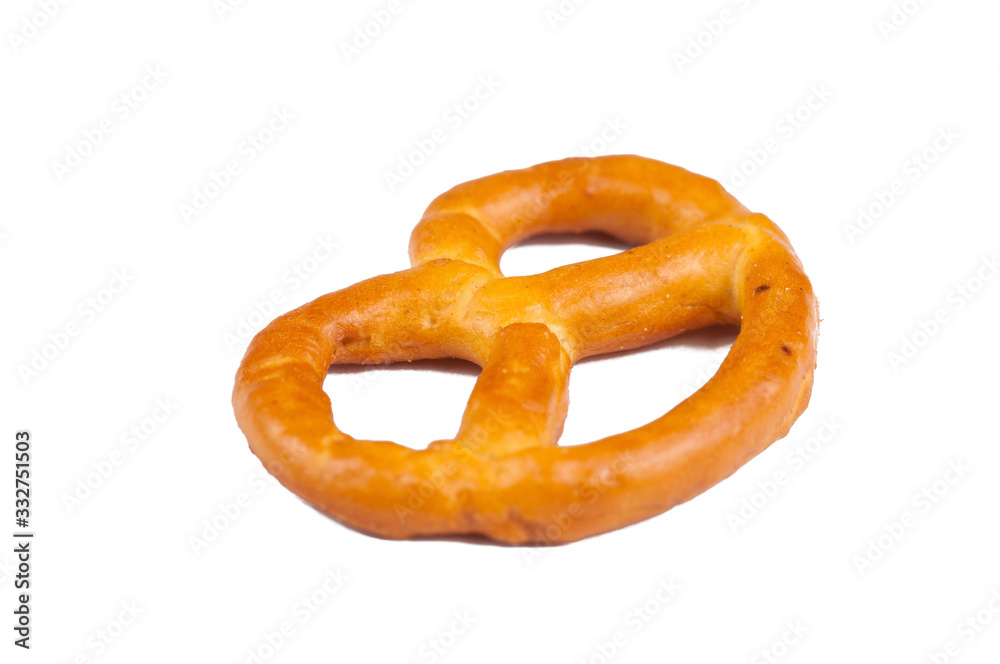 Salt pretzels isolated on white background.Copy space Salt pretzels isolated on white background.Copy space
