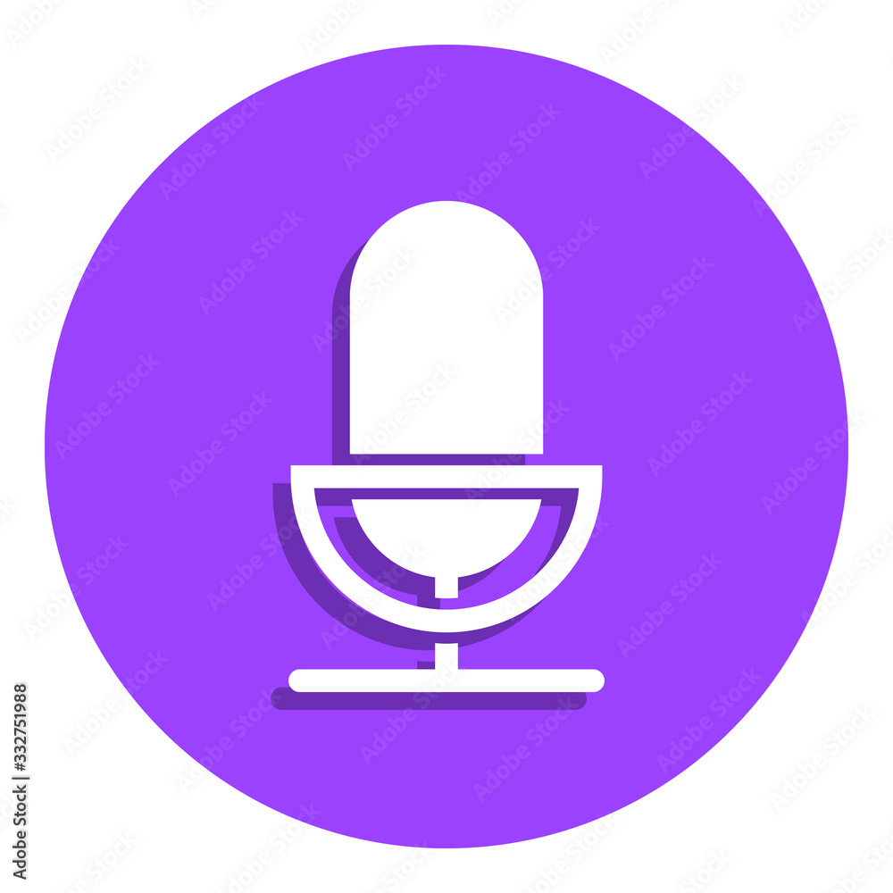 Microphone badge icon. Simple glyph, flat vector of web icons for ui and ux, website or mobile application Microphone badge icon. Simple glyph, flat vector of web icons for ui and ux, website or mobile application