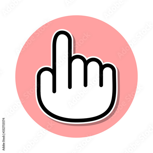 Hand with finger index finger sticker icon. Simple thin line, outline vector of web icons for ui and ux, website or mobile application