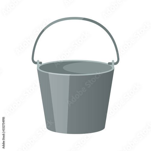A metal pail, bucket. An empty pail isolated on a colorless background.