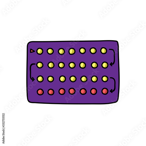 birth control pills doodle icon, vector illustration