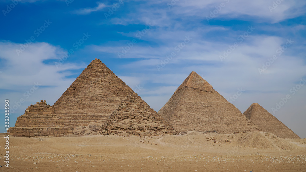 The Great Pyramids In Giza Valley and sphinx, Cairo, Egypt The Great Pyramids In Giza Valley and sphinx, Cairo, Egypt