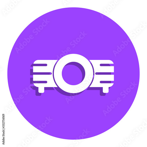 Projector badge icon. Simple glyph, flat vector of web icons for ui and ux, website or mobile application photo