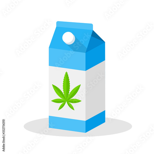 Hemp Milk carton box flat icon.