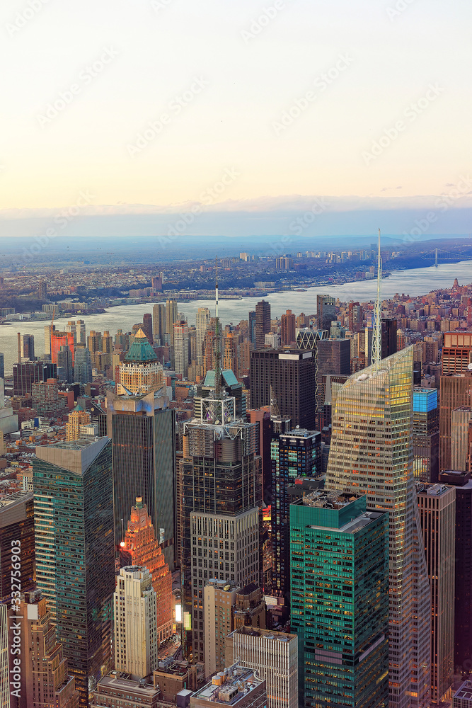 Fototapeta premium Aerial view on Midtown district of New York