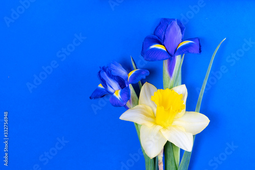 bouquet of daffodil and iris flowers