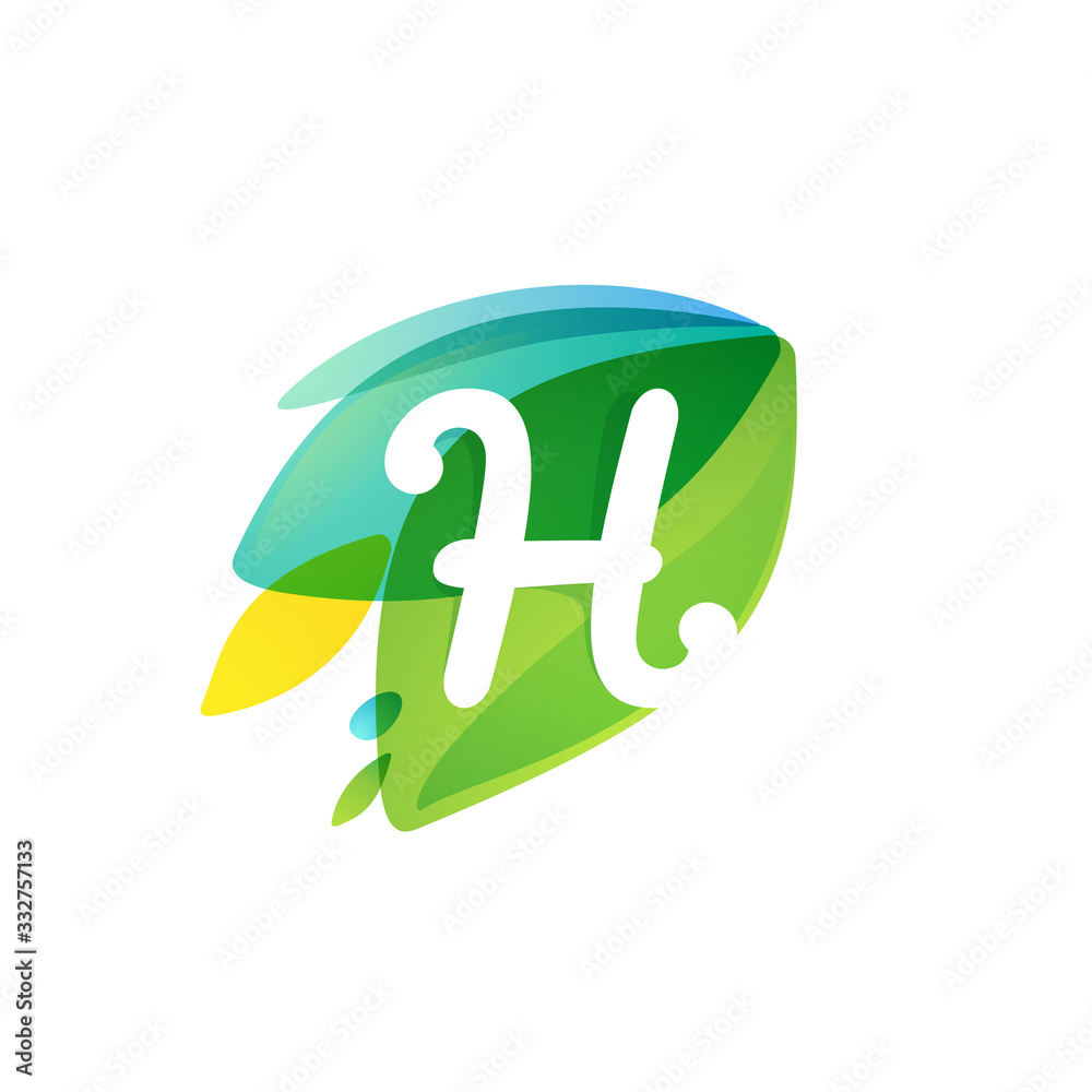 Letter H logo in dynamic leaves intersection shape. Letter H logo in dynamic leaves intersection shape.