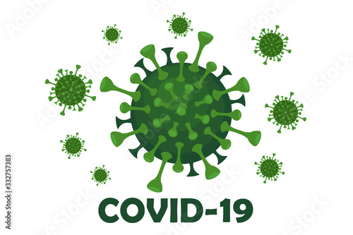 Banner with virus covid-19 and the inscription.