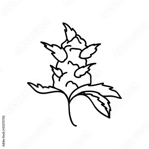 marijuana bud doodle icon, vector illustration