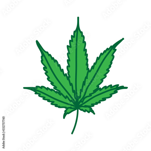 marijuana leaf doodle icon, vector illustration
