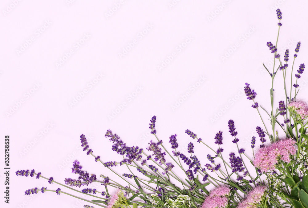 Naklejka premium Beautiful frame of lavender flowers