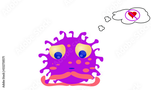 corona virus cute cartoon character sad alone in isolation