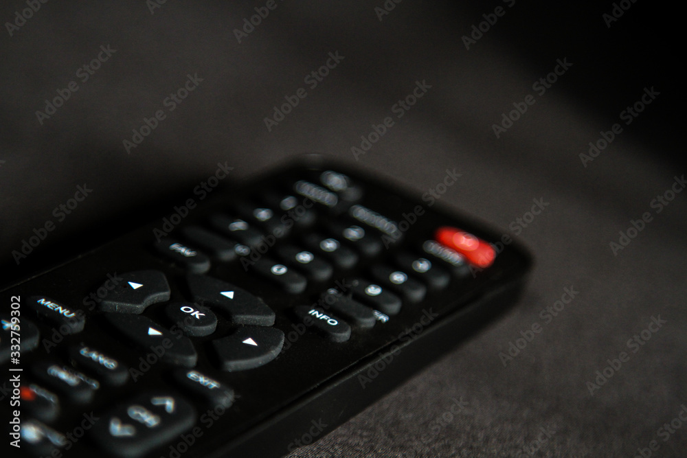 Obraz premium Black colour emote, Close up black remote switches, Power off