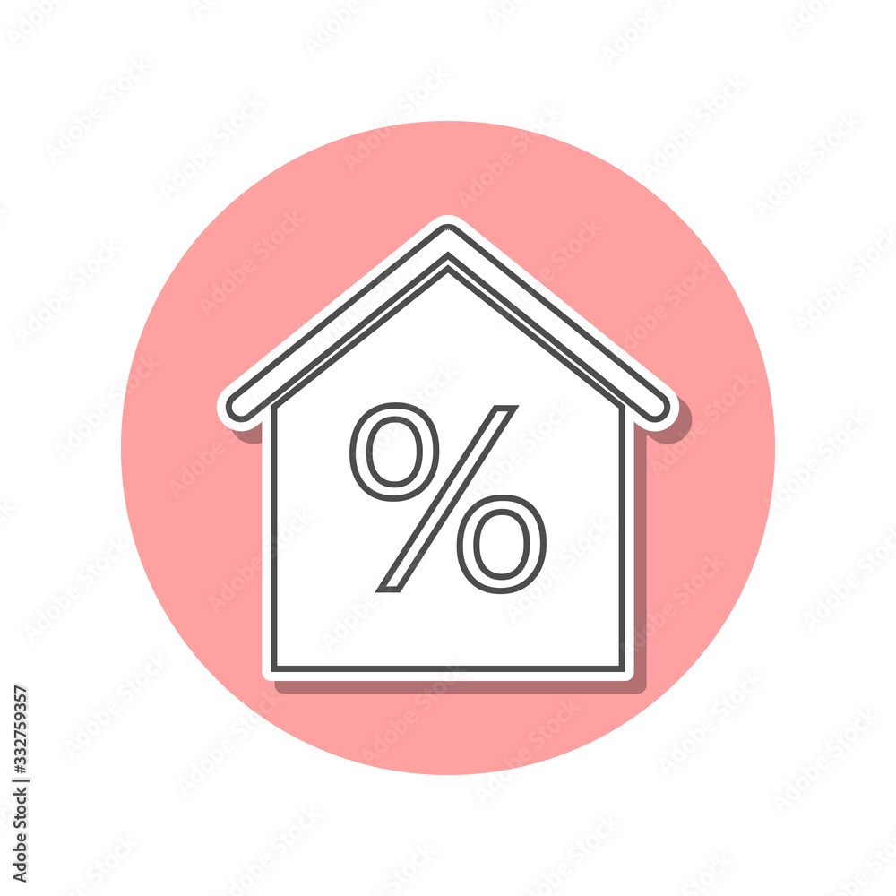 House at interest sticker icon. Simple thin line, outline vector of web icons for ui and ux, website or mobile application House at interest sticker icon. Simple thin line, outline vector of web icons for ui and ux, website or mobile application