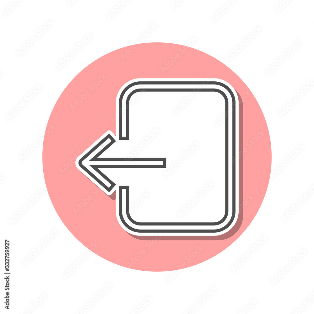 Exit sign sticker icon. Simple thin line, outline vector of web icons for ui and ux, website or mobile application Exit sign sticker icon. Simple thin line, outline vector of web icons for ui and ux, website or mobile application