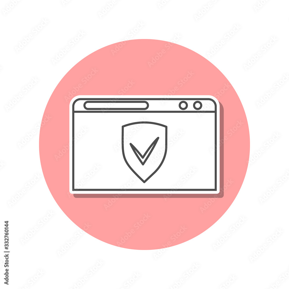 Browser protected sticker icon. Simple thin line, outline vector of web icons for ui and ux, website or mobile application