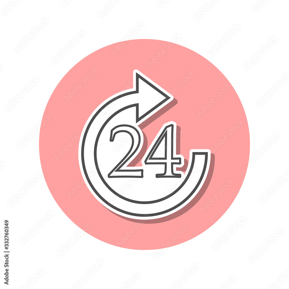 24 hours service sticker icon. Simple thin line, outline vector of web icons for ui and ux, website or mobile application 24 hours service sticker icon. Simple thin line, outline vector of web icons for ui and ux, website or mobile application