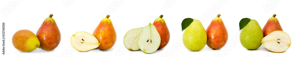 natural pears isolated and grouped on white background natural pears isolated and grouped on white background