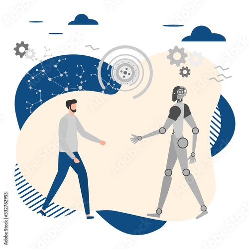 Vector Robot People Job Teamwork Partnership AI