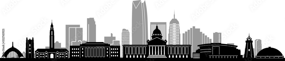 OKLAHOMA City Skyline Silhouette Cityscape Vector