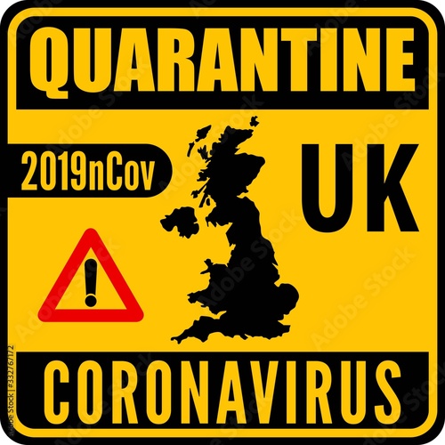 Coronavirus quarantine poster. Covid-19 quarantine in United Kingdom. Vector illustration.