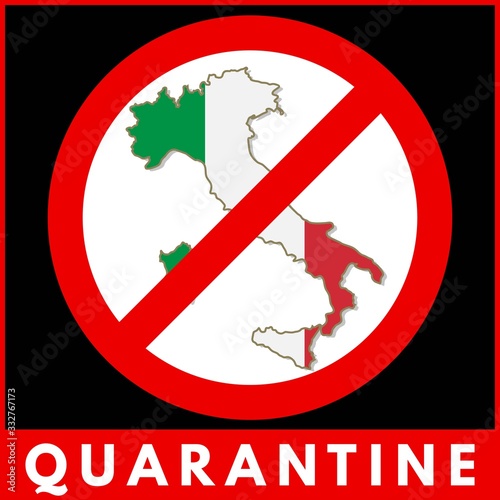 Coronavirus quarantine poster. Covid-19 quarantine in Italy. Vector illustration.