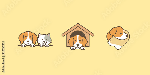 Cute pet dog and cat logo