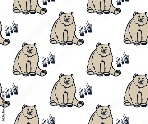 Vector background hand drawn doodle bear. Hand drawn ink illustration. Modern ornamental decorative background. Vector pattern. Print for textile, cloth, wallpaper, scrapbooking