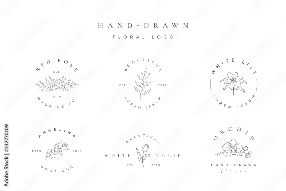 Minimalist hand drawn floral logo