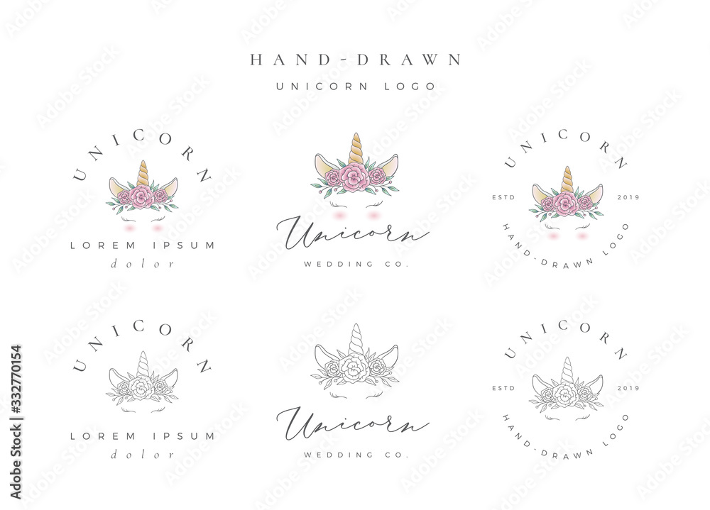 Hand drawn unicorn logo
