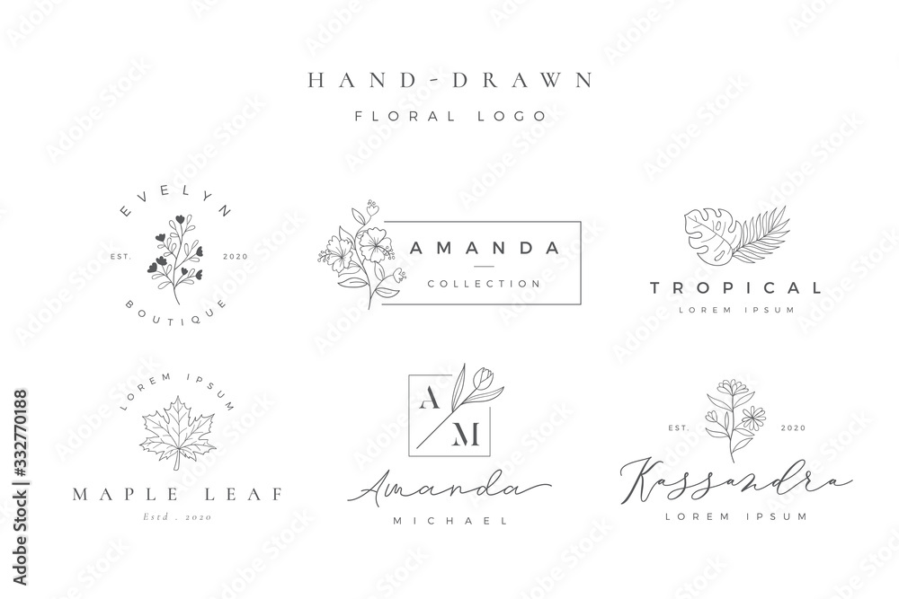 Minimalist hand drawn floral logo Minimalist hand drawn floral logo