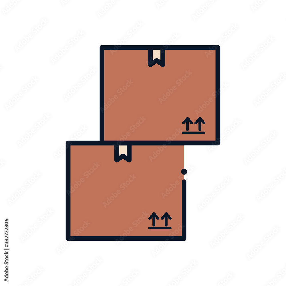 Isolated delivery boxes line fill style icon vector design Isolated delivery boxes line fill style icon vector design