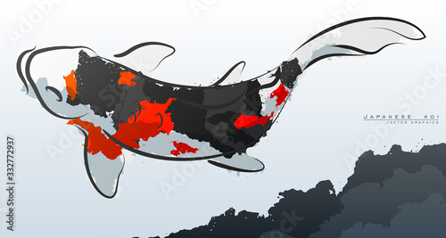 Japanese koi. Vector illustration. Compound paths with gradients for easy color change.