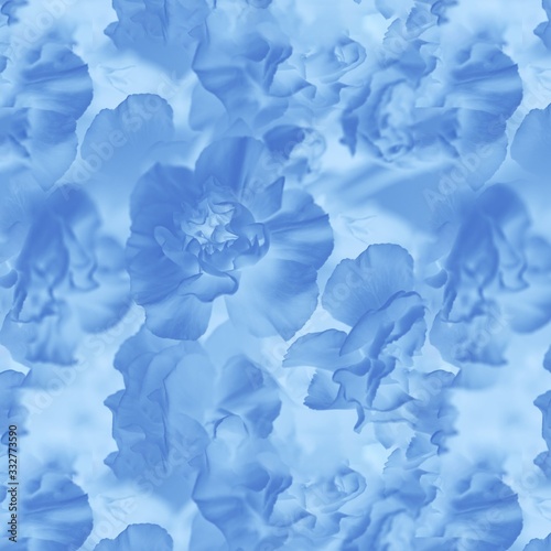 Seamless flowers background. Classic blue color abstract background, delicate carnation flowers pattern
