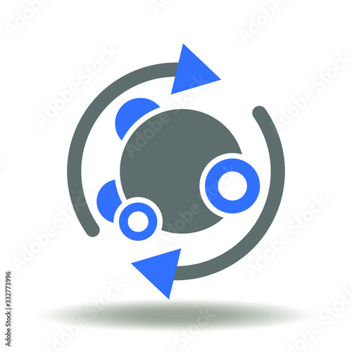 Metabolism Human Process Logo. Circle Ring Round Arrow Atom Icon Vector. Metabolic Symbiosis Bio Engineering Medical Science Illustration.