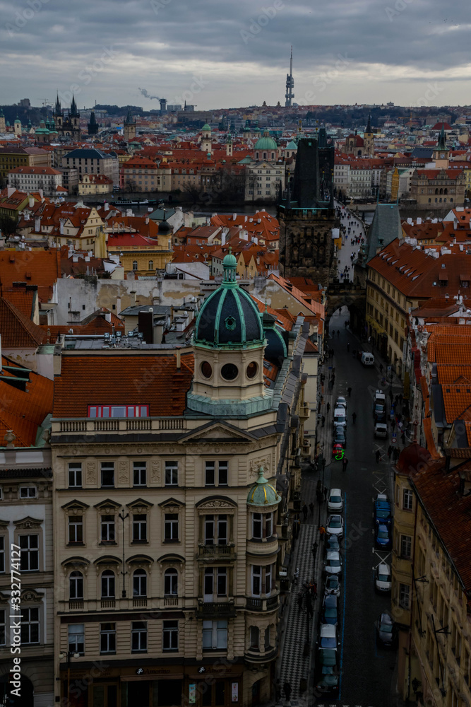 View on Prague's street from the height