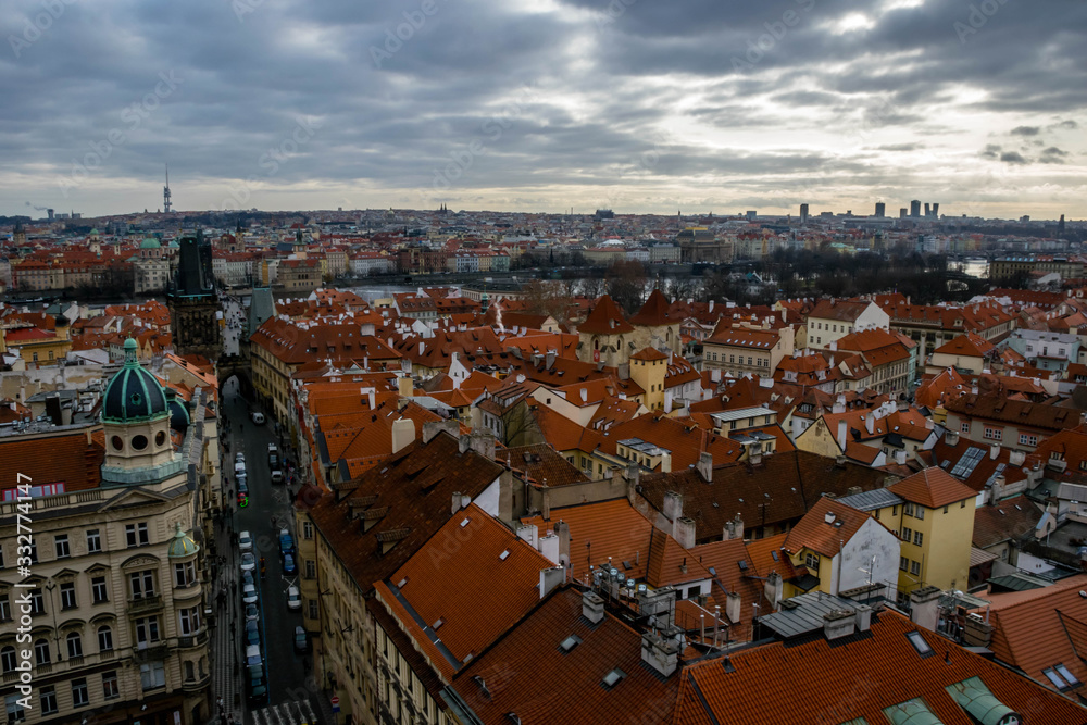 View from the top on Prague city center