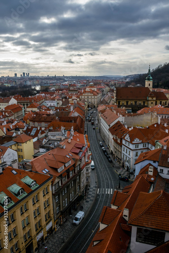 Photography View on Prague's street from the hight