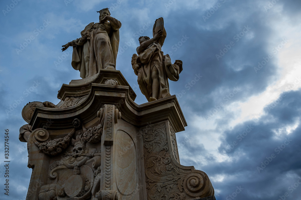 Cleaned statue of Francis Borgia on Charles Bridge, Prague