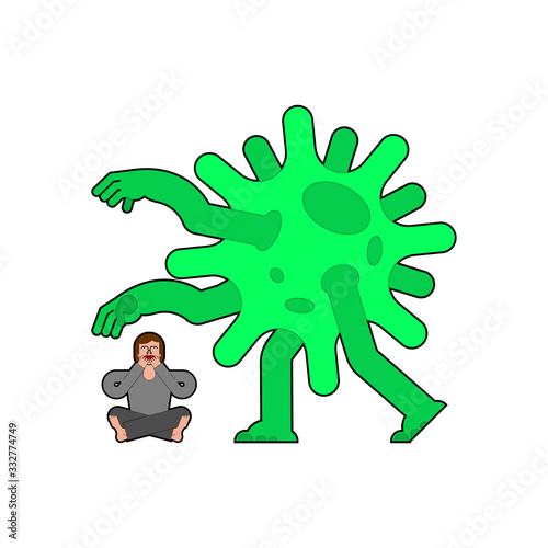 Coronavirus attack on humans. Pandemic virus and man. Global epidemic disease 2019-nCoV Novel virus and guy